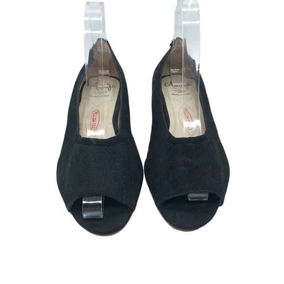 Amalfi by Rangoni Black Peep Toe Wedge Heels Size 6 - Picture 2 of 9